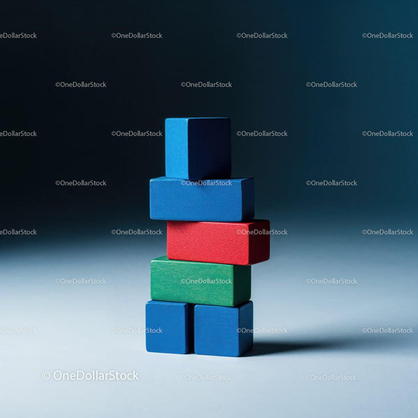 Stacked Colorful Wooden Blocks Tower
