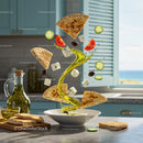 Mediterranean Salad Ingredients Floating Over Bowl