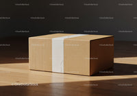Minimalist Brown Gift Box with White Ribbon on Floor