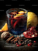 Mulled Wine with Spices and Citrus in Rustic Setting