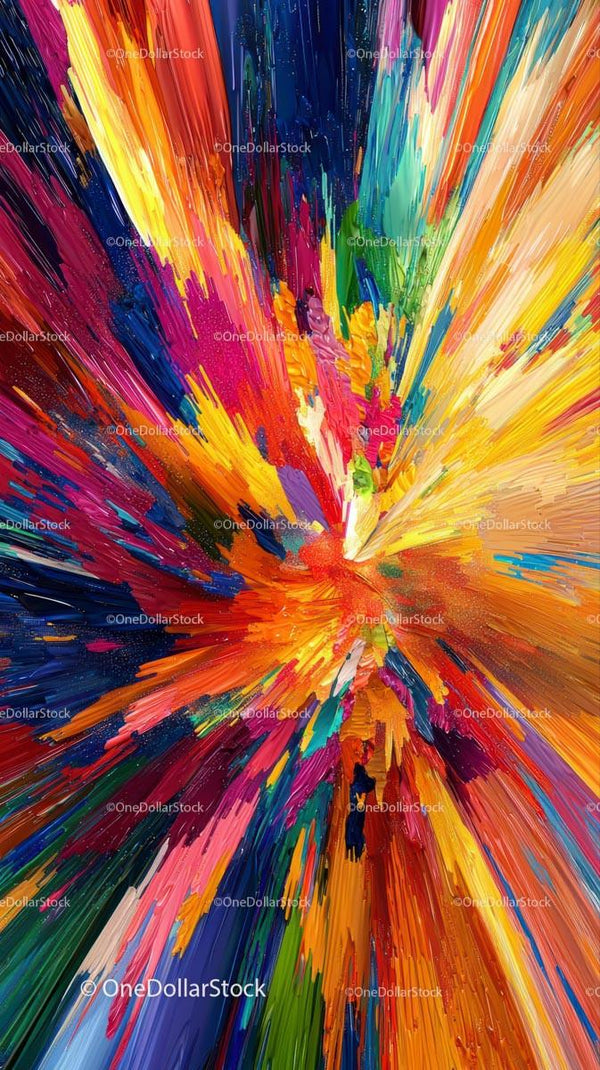 Abstract Explosion of Vibrant Colors with Dynamic Brushstrokes