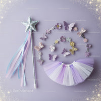 Glittering Fairy Costume Accessories on Lavender Background