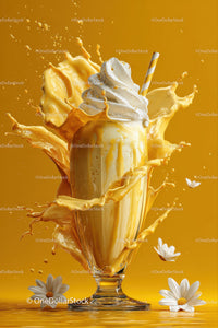 Creamy Vanilla Ice Cream Sundae with Whipped Cream and Caramel