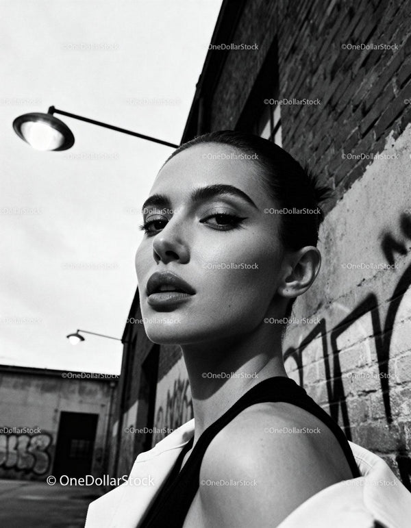 Confident young woman posing in urban outdoor setting