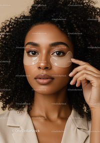 Elegant Woman with Natural Curly Hair and Clear Skin
