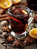Delicious Mulled Wine with Citrus and Spices in a Glass Mug