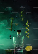 Elegant Glass Bottle with Citrus and Herbal Accents