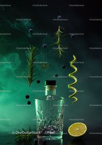 Elegant Glass Bottle with Citrus and Herbal Accents
