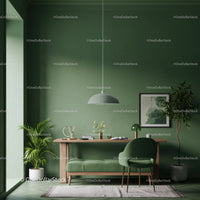 Green Interior Office with Potted Plants and Stylish Furniture