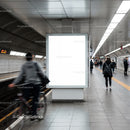 Busy Underground Subway Station with Blank Billboard
