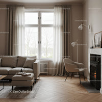 Bright Modern Living Room with Large Windows and Cozy Seating