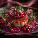 Elegant Fruit Jelly Dessert with Pomegranate Seeds and Edible Flowers