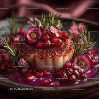 Elegant Fruit Jelly Dessert with Pomegranate Seeds and Edible Flowers