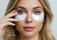 Close-up of Beautiful Woman Applying Under-Eye Patches for Skincare
