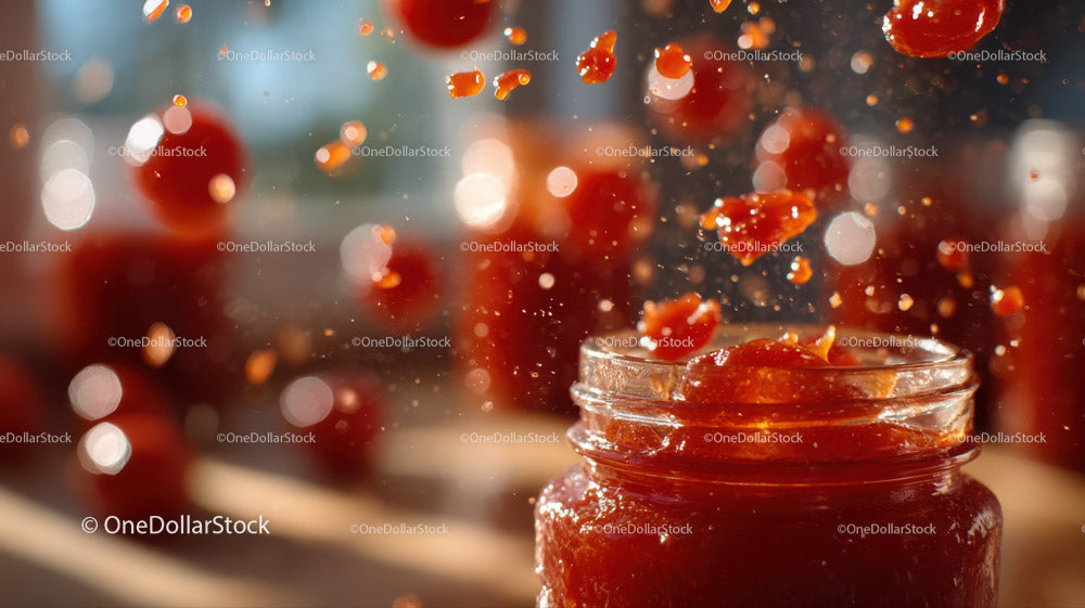 Vibrant Tomato Sauce Splash with Fresh Tomatoes in Background