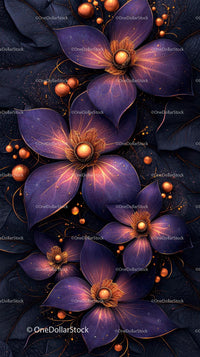 Elegant Purple Orchids with Gold Accents for Luxury Floral Background