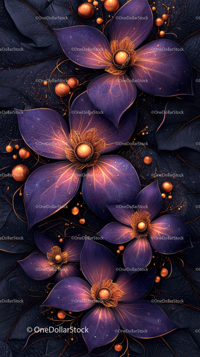 Elegant Purple Orchids with Gold Accents for Luxury Floral Background