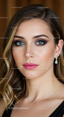 Close-up portrait of a young woman with vibrant makeup and styled hair