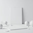 Minimalist White Geometric Shapes and Blank Canvas