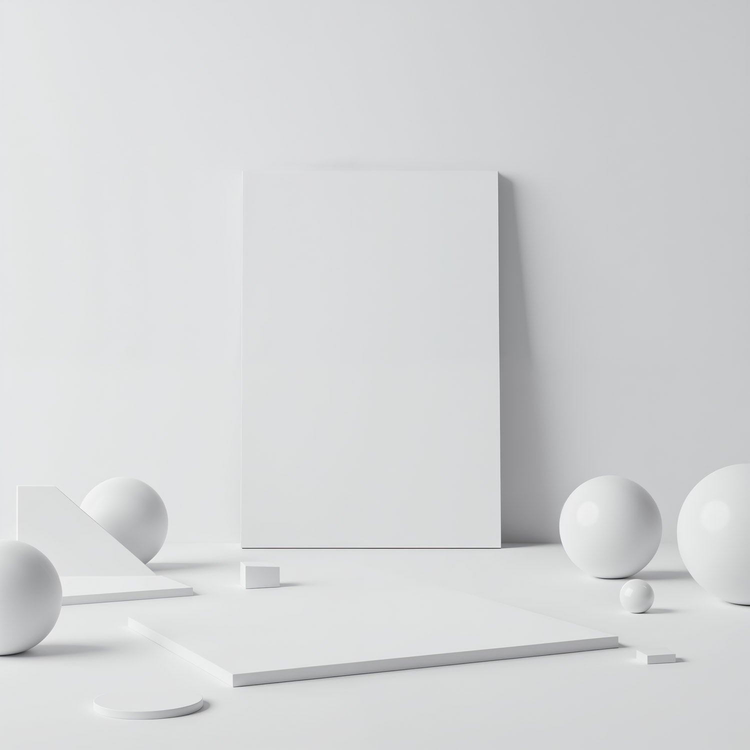 Minimalistyczne białe geometryczne kształty i puste płótno