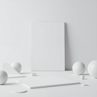 Minimalist White Geometric Shapes and Blank Canvas