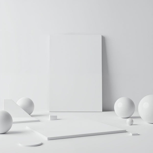 Minimalist White Geometric Shapes and Blank Canvas JPG Mockup Image