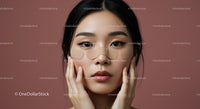 Young Woman with Facial Skin Patches for Rejuvenation and Beauty