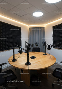 Modern Podcast Recording Studio with Acoustic Panel Soundproofing