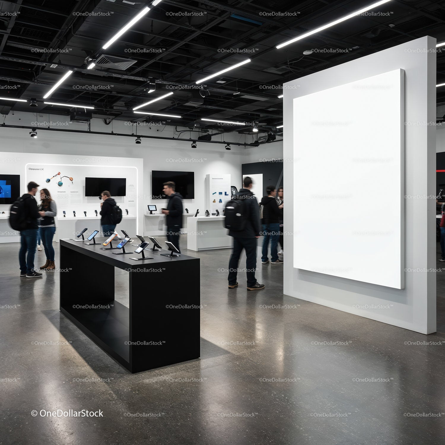 Modern Tech Store Interior with Smart Gadgets Display