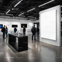 Modern Tech Store Interior with Smart Gadgets Display