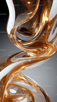 Elegant Gold and Silver Metallic Swirl Abstract Composition