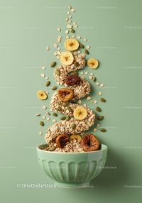 Healthy Granola With Dried Fruits and Seeds in Bowl