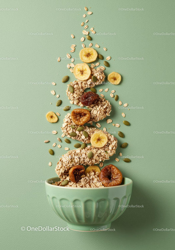Healthy Granola With Dried Fruits and Seeds in Bowl