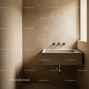Contemporary Bathroom with Beige Textured Walls and Wall-Mounted Sink