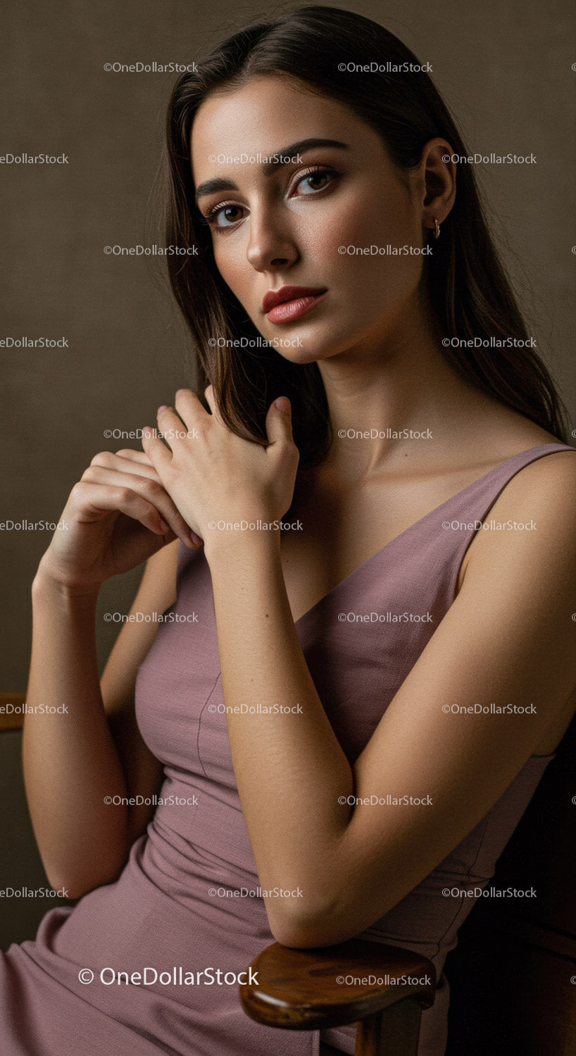 Elegant Woman in Stylish Dress with Confident Pose and Glamorous Look