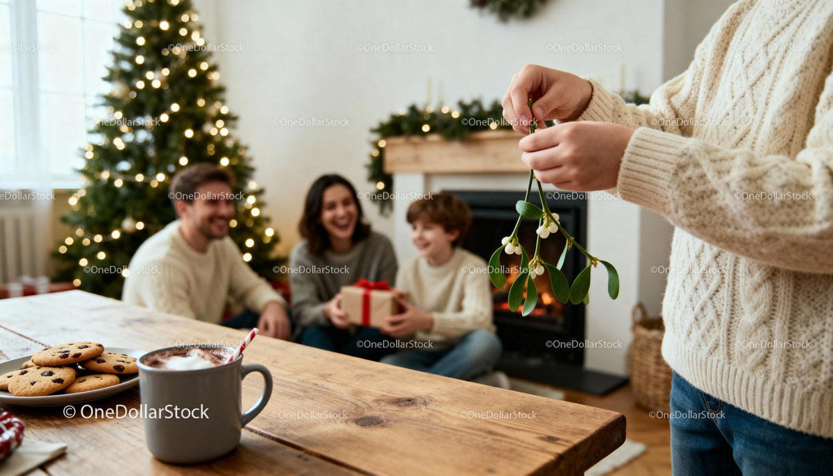 Family Enjoying Cozy Christmas Moment at Home