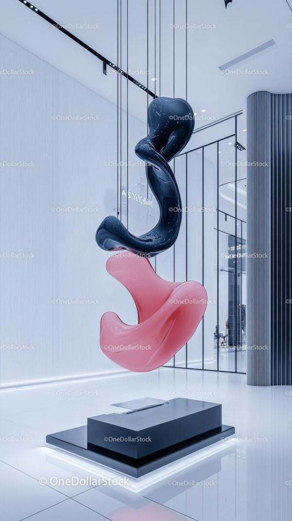 Contemporary Abstract Hanging Sculpture in Modern Gallery
