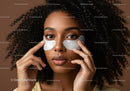 Beautiful woman applying under-eye patches for skincare routine
