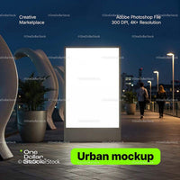 editable PSD mockup for Urban signboard at night