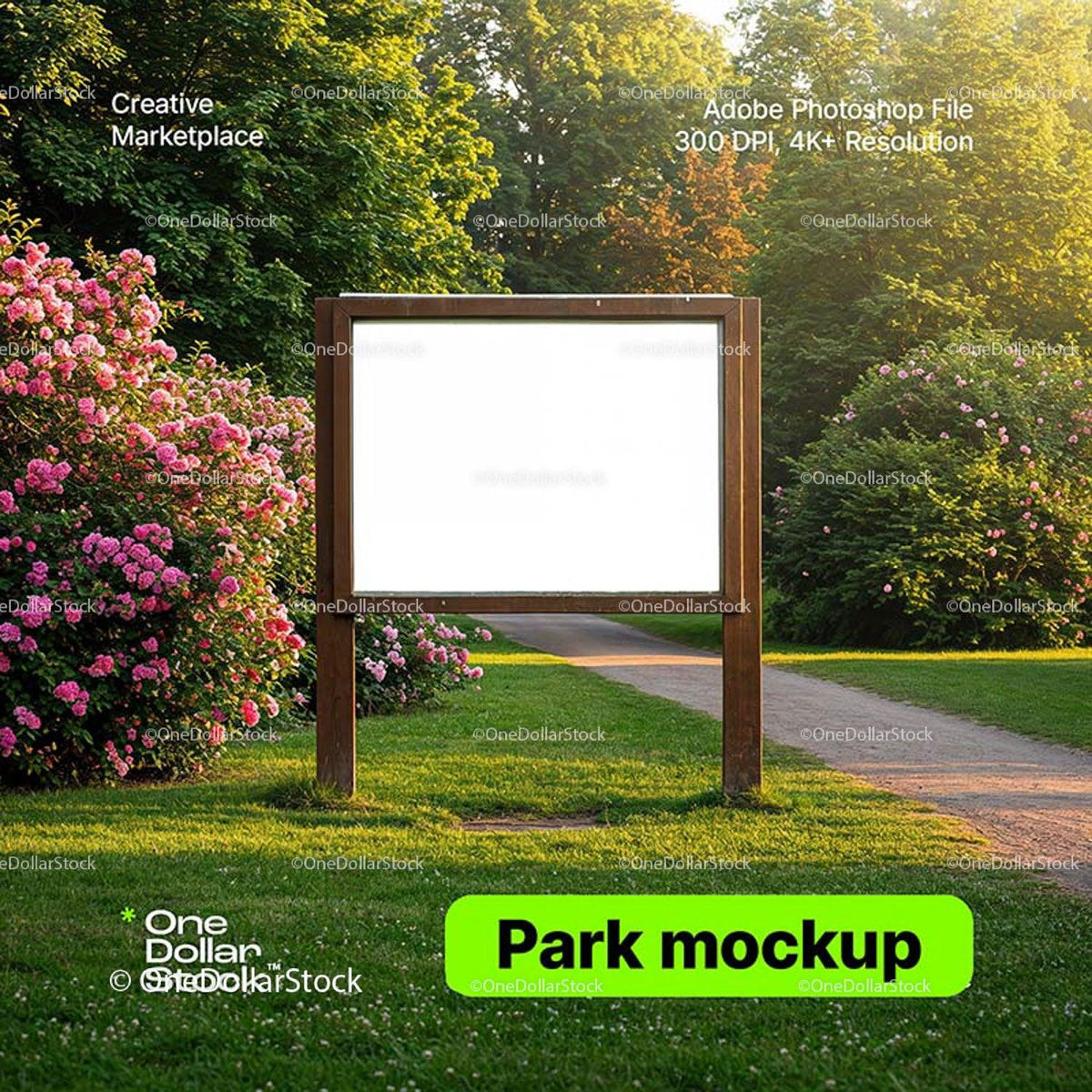 editable PSD mockup for Signboard in park