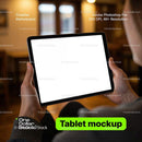 editable PSD mockup for Man holding a tablet