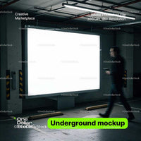 editable PSD mockup for Underground illuminated advert
