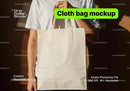 editable PSD mockup for Man holding cloth bag