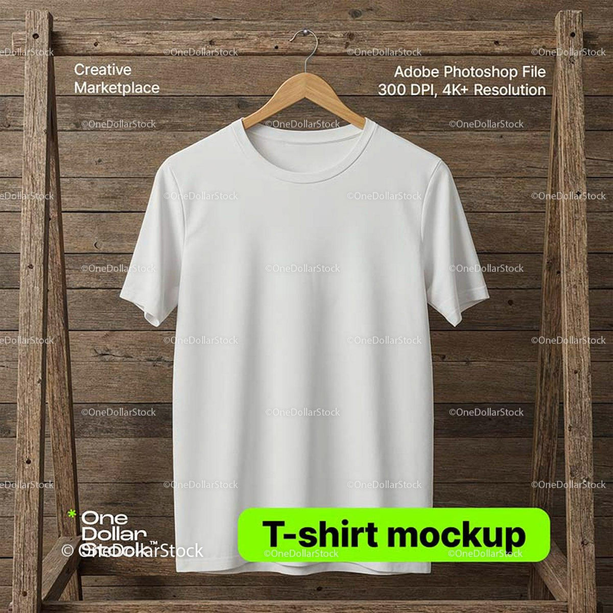 editable PSD mockup for White t-shirt on hanger