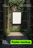 editable PSD mockup for Poster in dark green alley