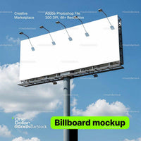 editable PSD mockup for Billboard on blue sky
