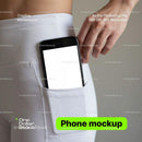 editable PSD mockup for Phone in white pants pocket
