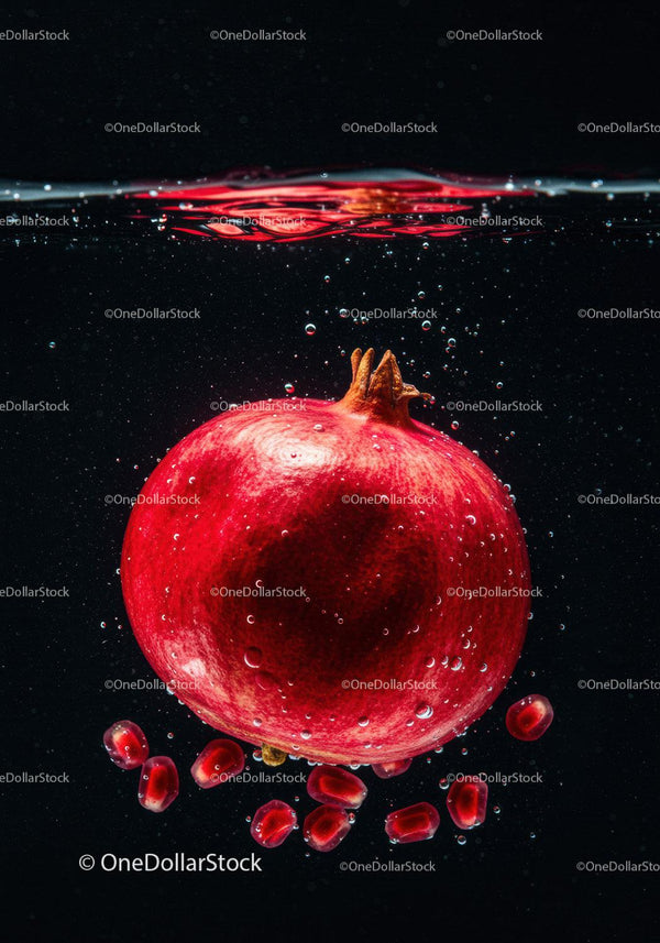 Fresh pomegranate and seeds submerged in water