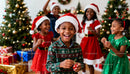 Joyful children celebrating Christmas with festive decorations