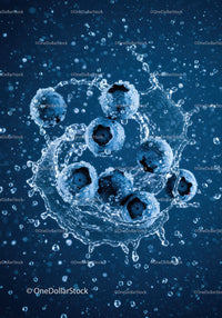 Fresh blueberries splashing in pure water underwater